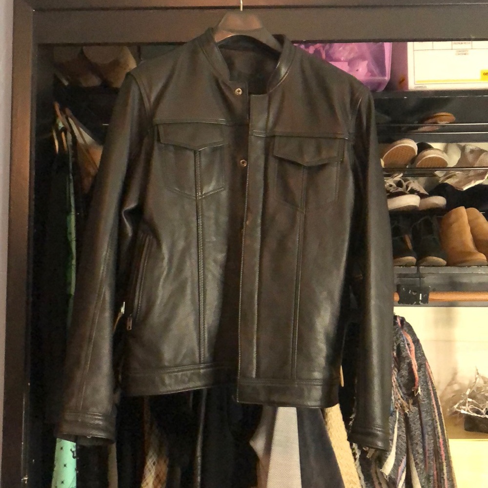 Men’s Black Leather biker jacket